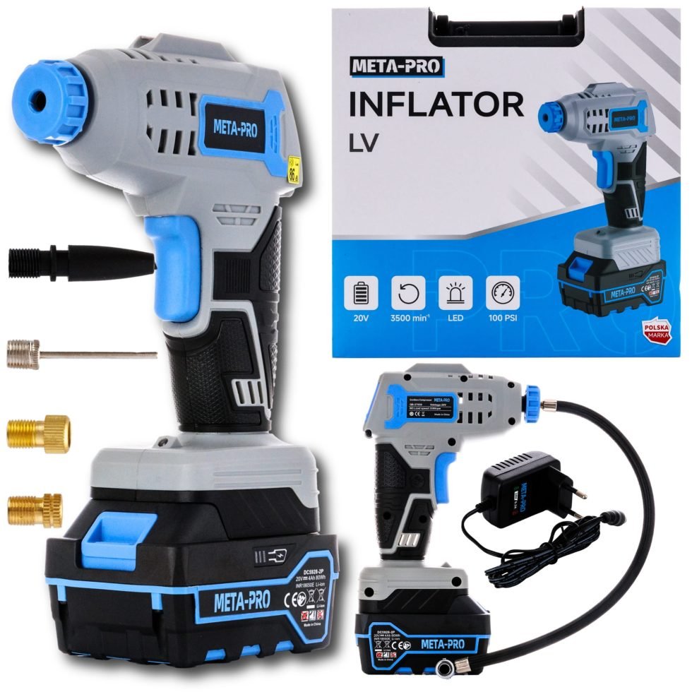 akkus autós kompresszor szett 100 psi 20 V