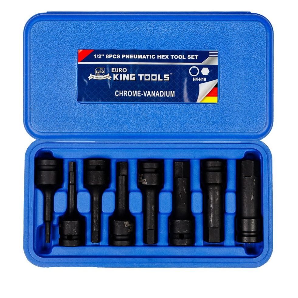 PNEUMATIKUS DUGÓKULCS KÉSZLET 1/2" 8 darabos készlet