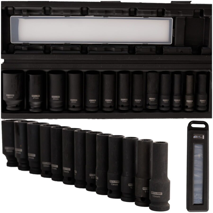 Hosszú gépi dugókulcs készlet 1/2" 13 részes 10-32 mm