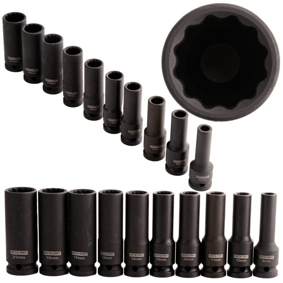 Hosszú gépi dugókulcs készlet 1/2" 10 részes
